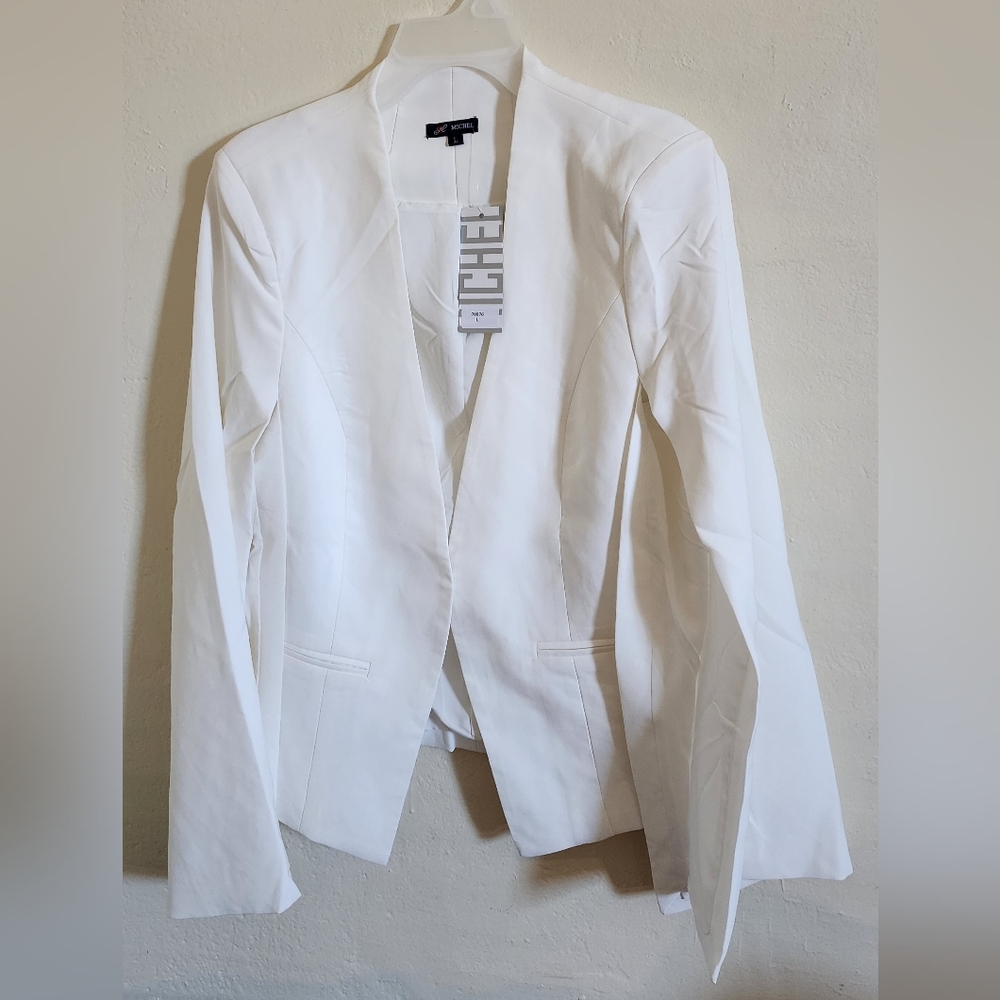 Michel Fashion Chic White Women's Blazer Size L